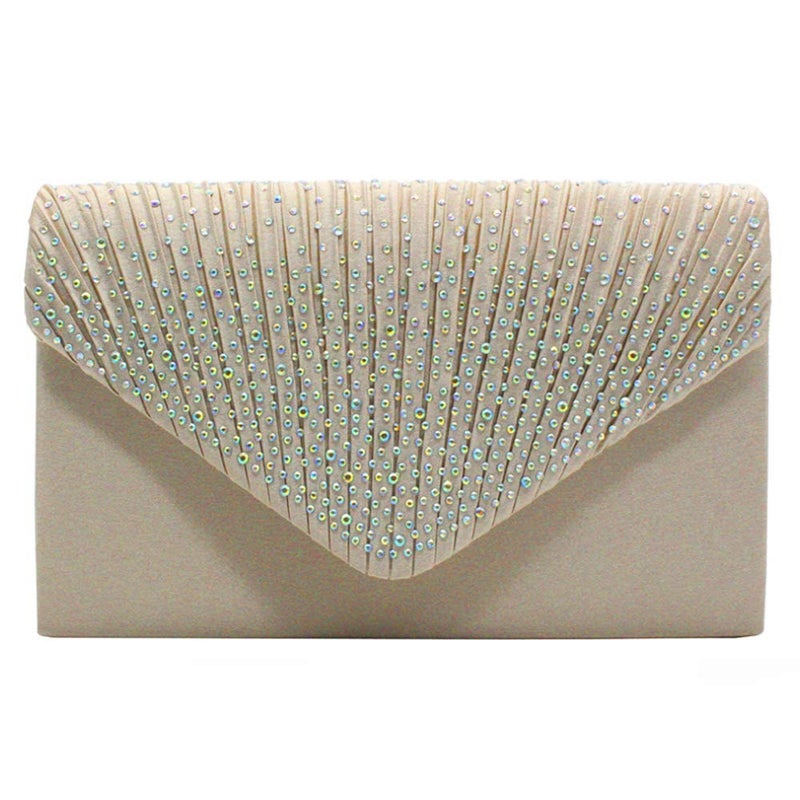Groupcow New Ladies Evening Handbags Bridal Wedding Bag Handbag (Apricot) - Image 1